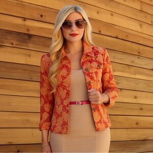 Floral Coldwater Creek Blazer Linen & Rayon vintage jacket